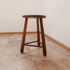 Wooden Midcentury French Stool or Side Table