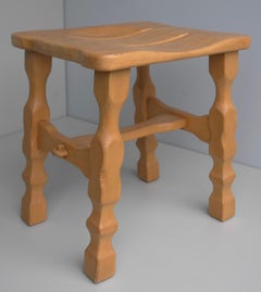 Wooden Mid-Century Modern Craftsman Stool, France 1960's
