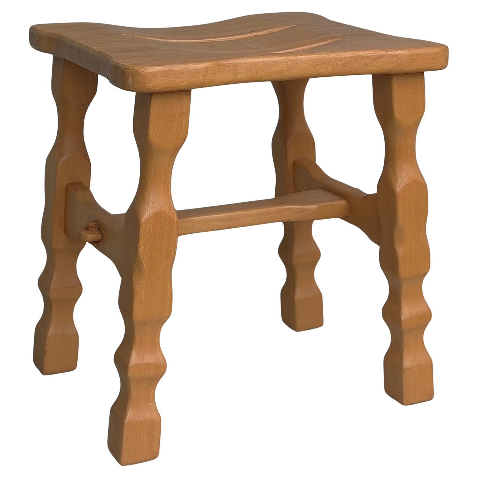 Wooden Mid-Century Modern Craftsman Stool, France 1960's