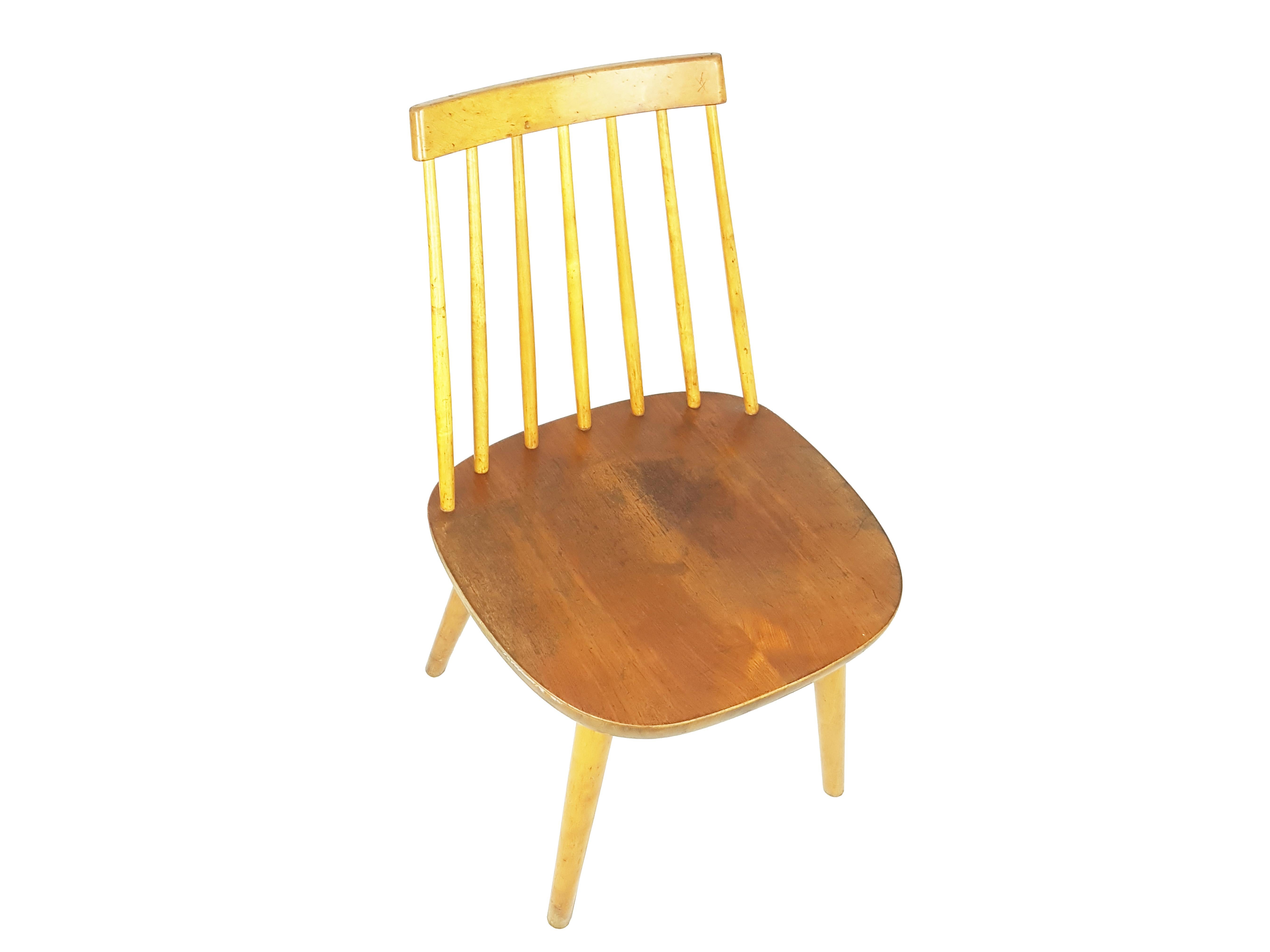 Wooden chair produced in Sveden around 1950-60s. Good vintage condition: visible signs of wear due to time and use.