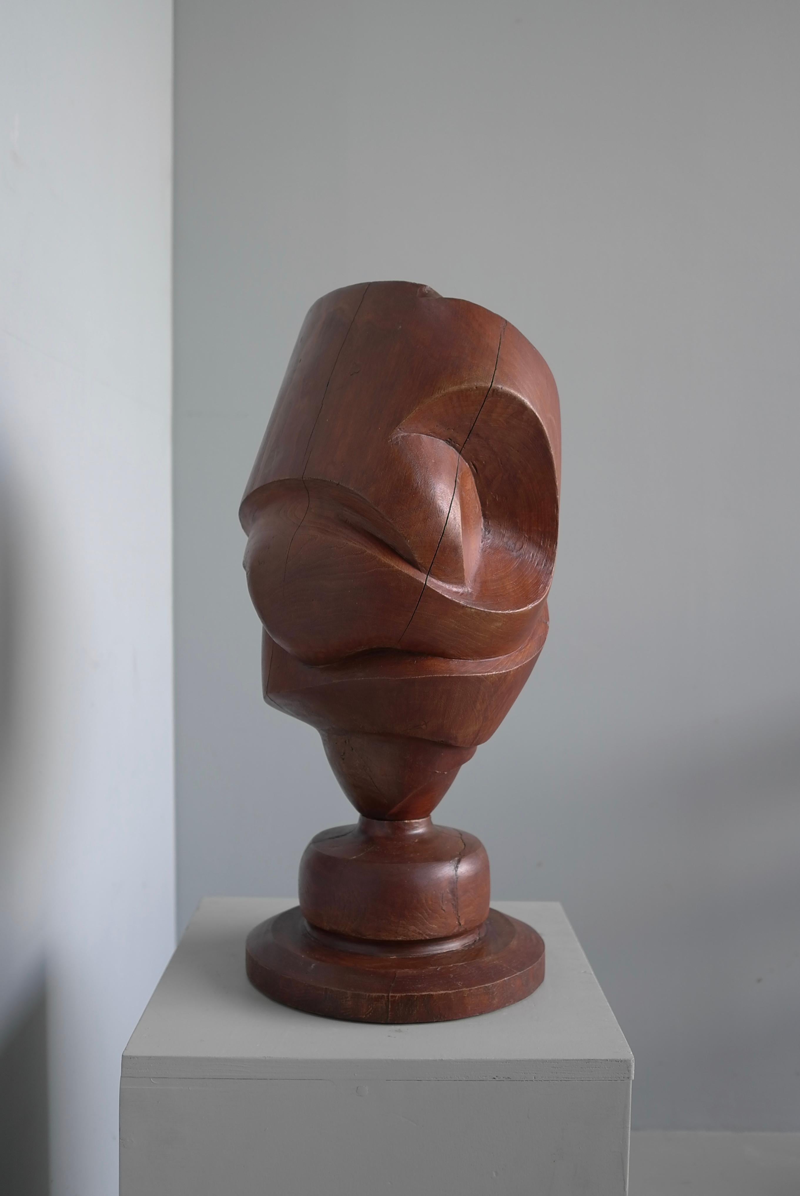 Wooden Mid-Century Modern Sculpture by Dutch Artist Jef Depassé 1970 For Sale 5