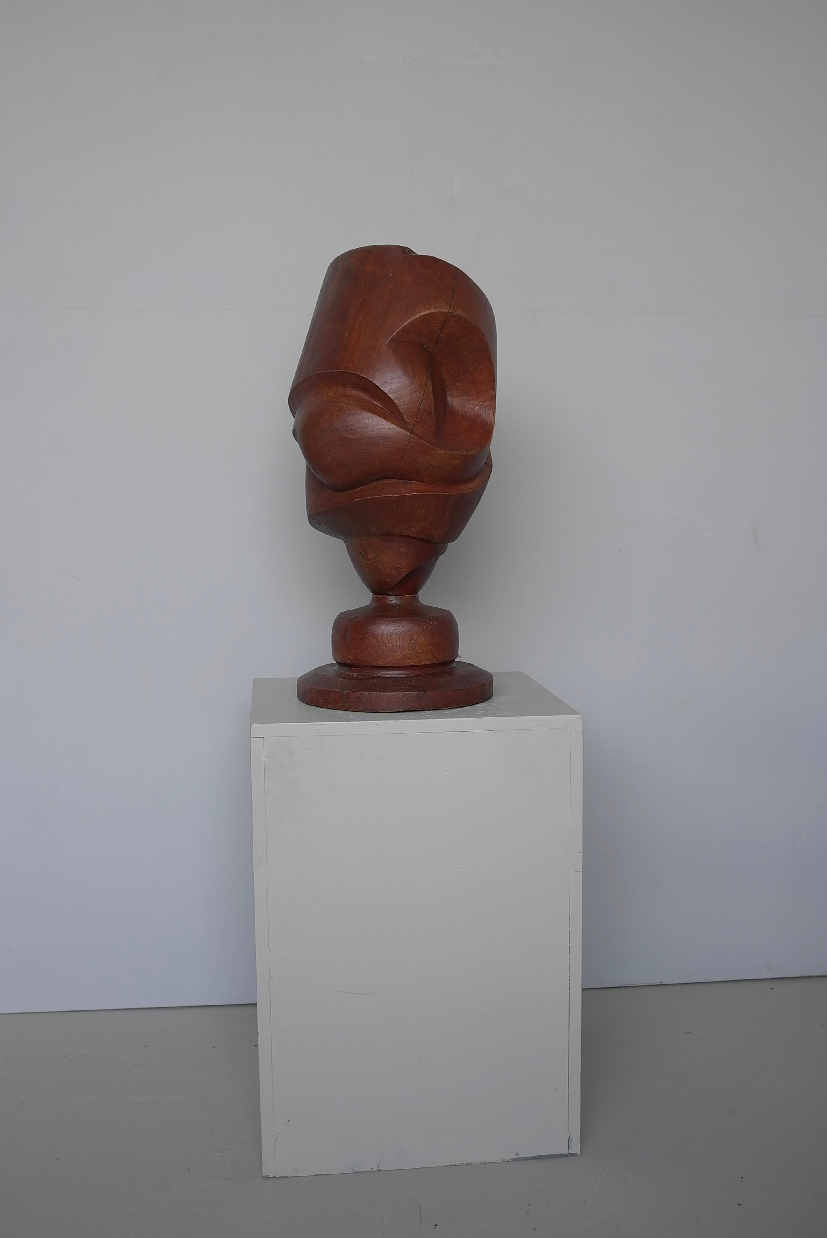 Wooden Mid-Century Modern Sculpture by Dutch Artist Jef Depassé 1970 For Sale 6