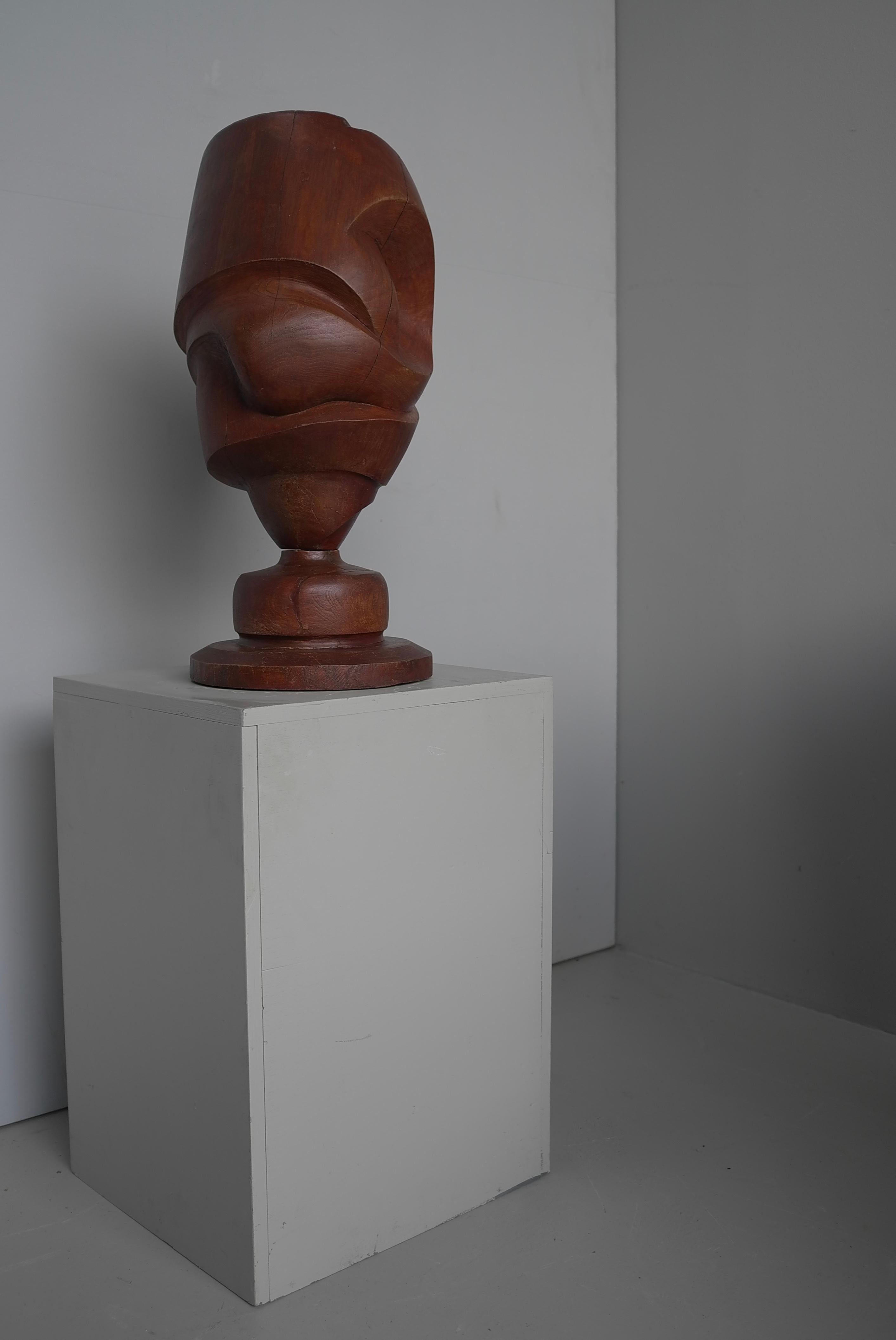 Wooden Mid-Century Modern Sculpture by Dutch Artist Jef Depassé 1970 For Sale 1