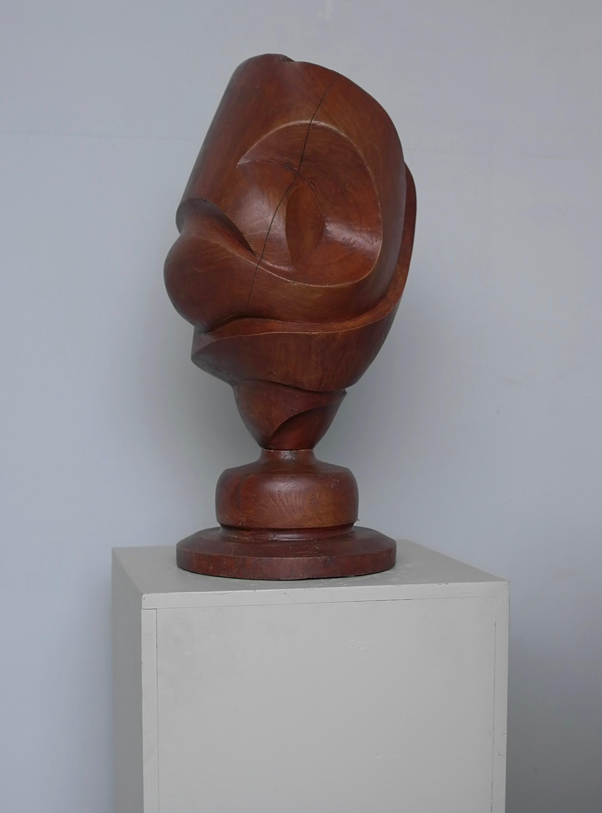 Wooden Mid-Century Modern Sculpture by Dutch Artist Jef Depassé 1970 For Sale 2