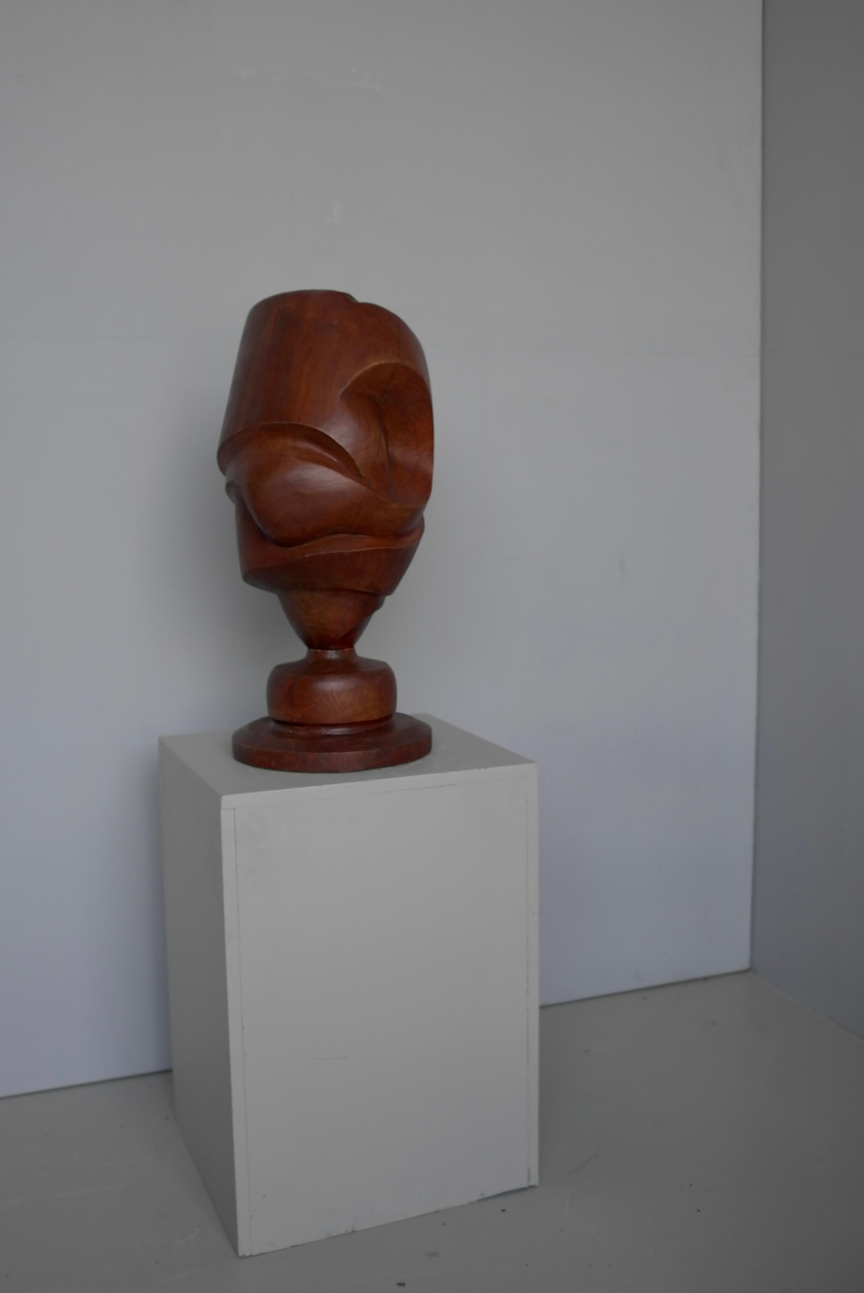 Wooden Mid-Century Modern Sculpture by Dutch Artist Jef Depassé 1970 For Sale 3