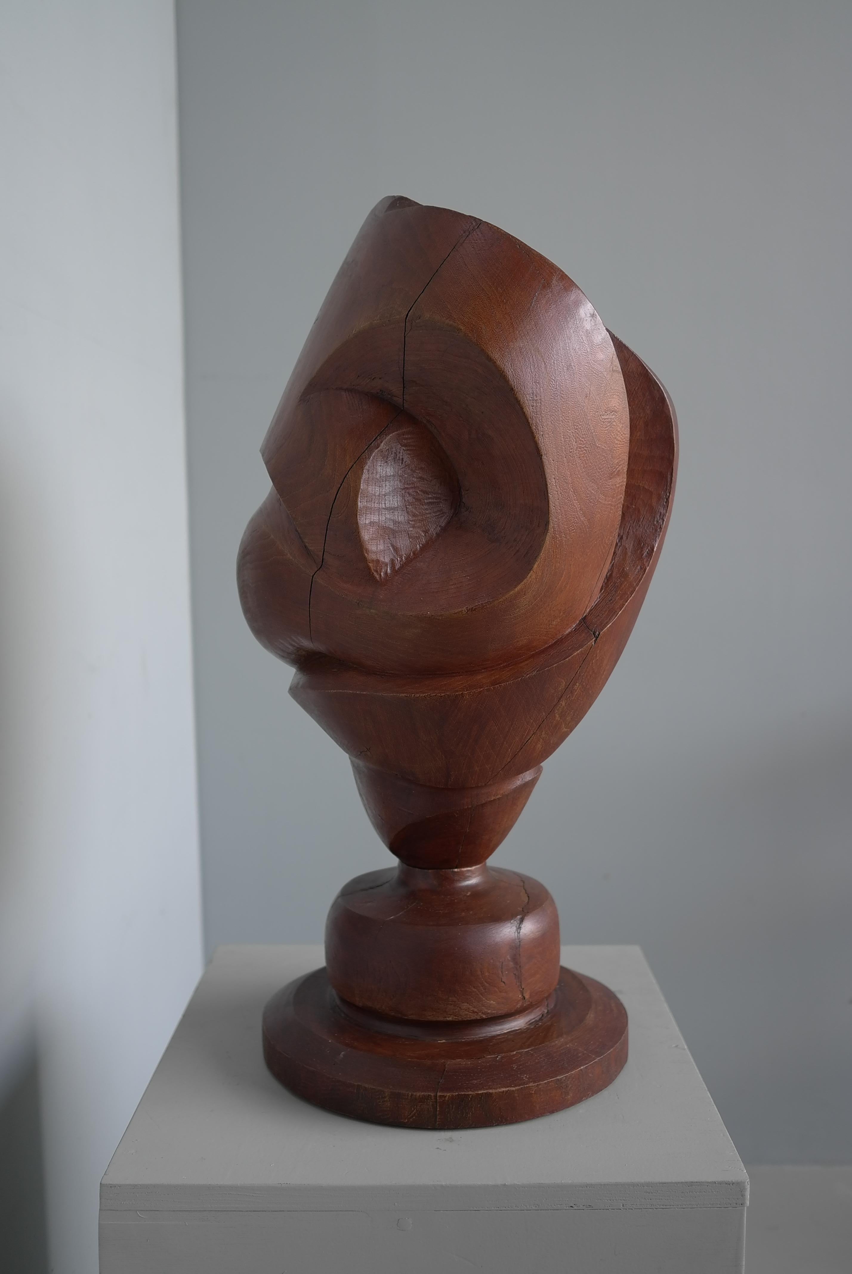 Wooden Mid-Century Modern Sculpture by Dutch Artist Jef Depassé 1970 For Sale 4
