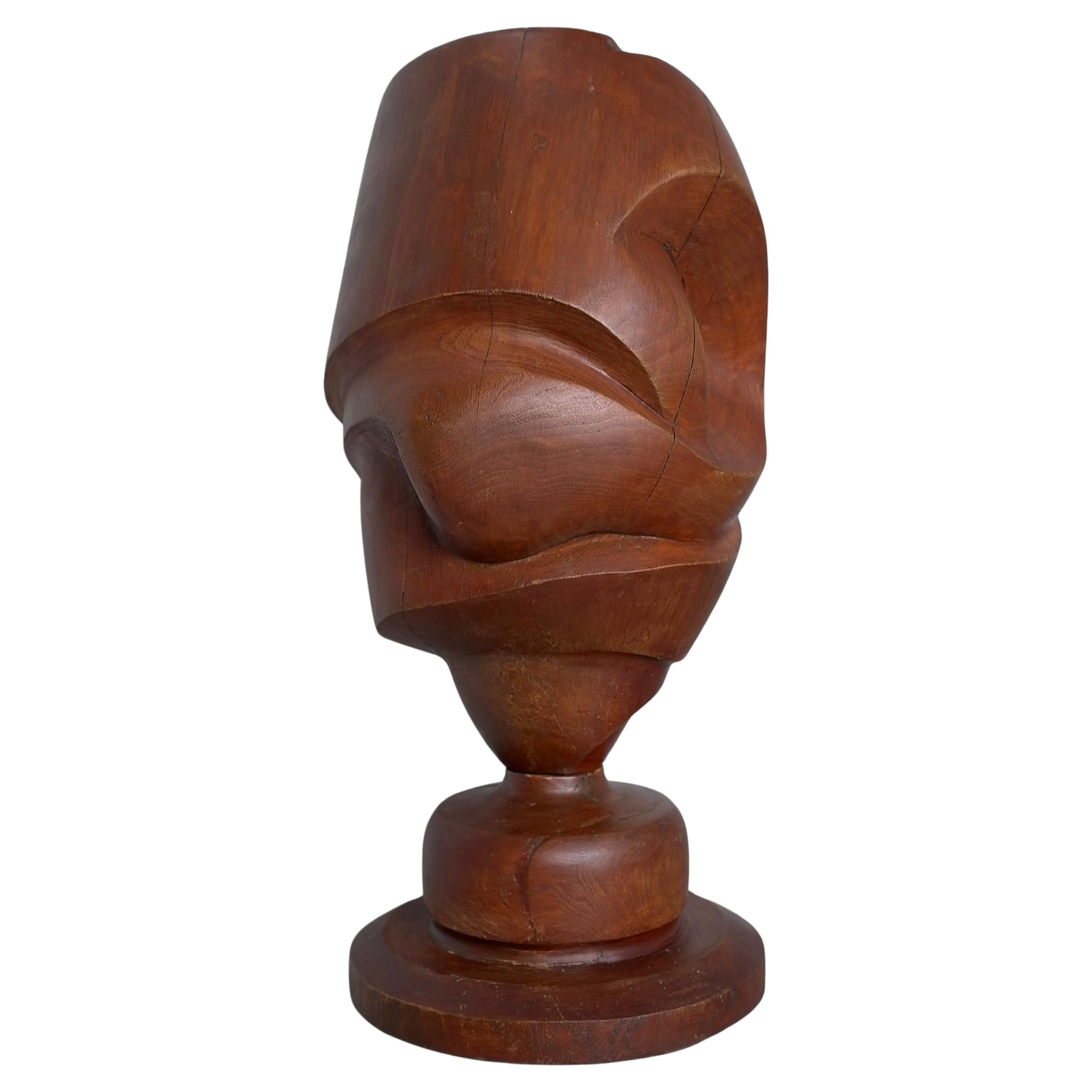 Wooden Mid-Century Modern Sculpture by Dutch Artist Jef Depassé 1970