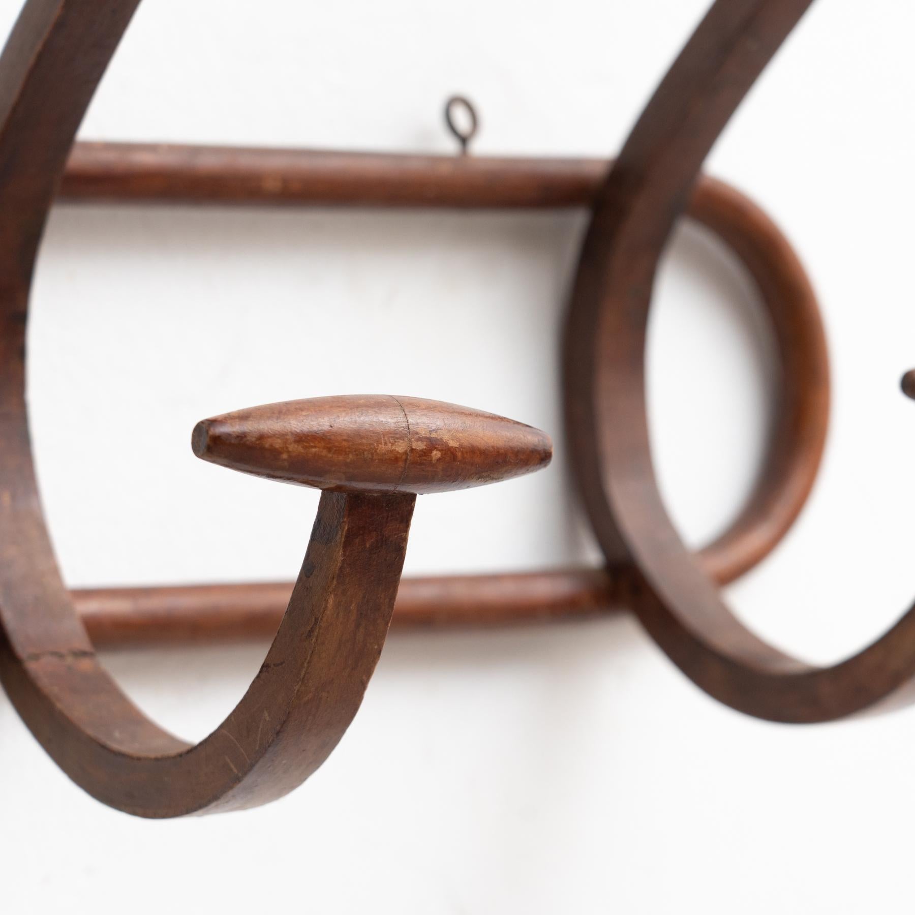 Wooden MidCentury Modern Spanish Coat Hanger, circa 1950 For Sale at