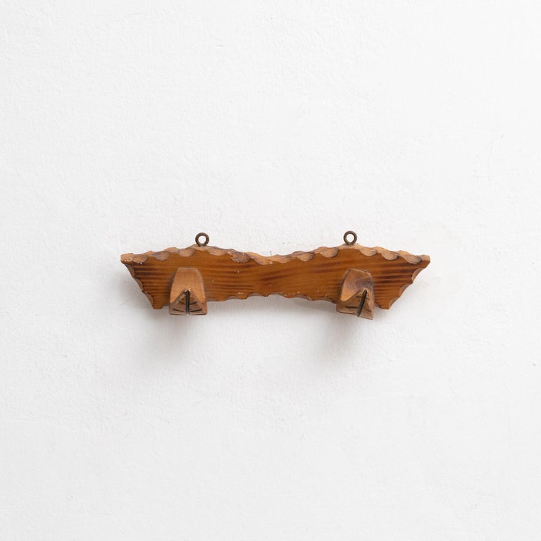Wooden MidCentury Modern Spanish Coat Hanger, circa 1950 For Sale at