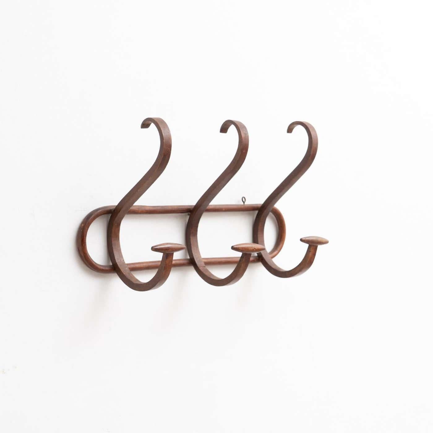 Arts and Crafts Wooden Mid-Century Modern Spanish Coat Hanger, circa 1950 For Sale