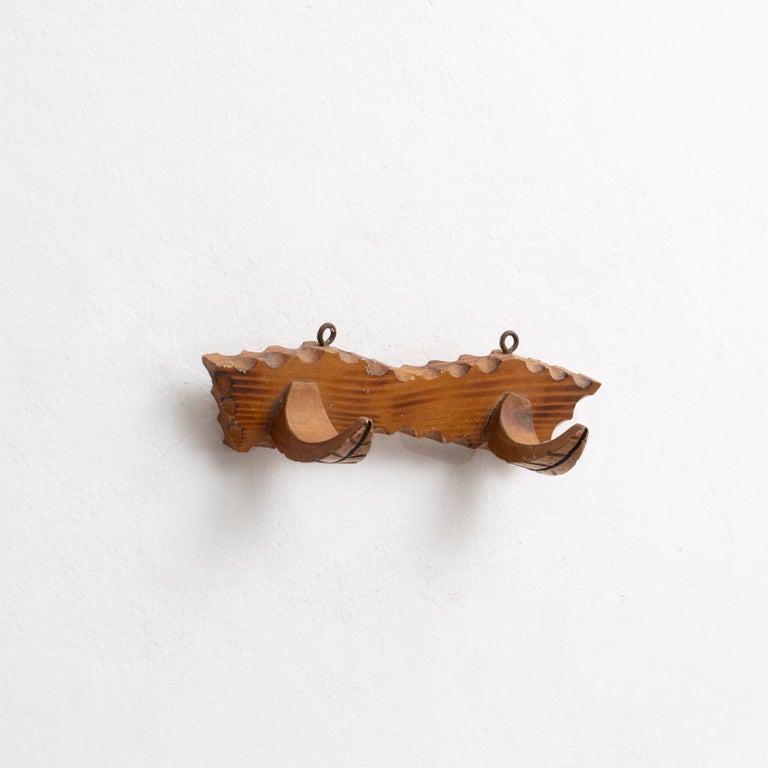 Wooden MidCentury Modern Spanish Coat Hanger, circa 1950 For Sale at