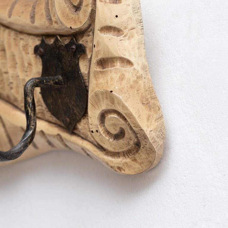 Wooden MidCentury Modern Spanish Coat Hanger, circa 1950 For Sale at