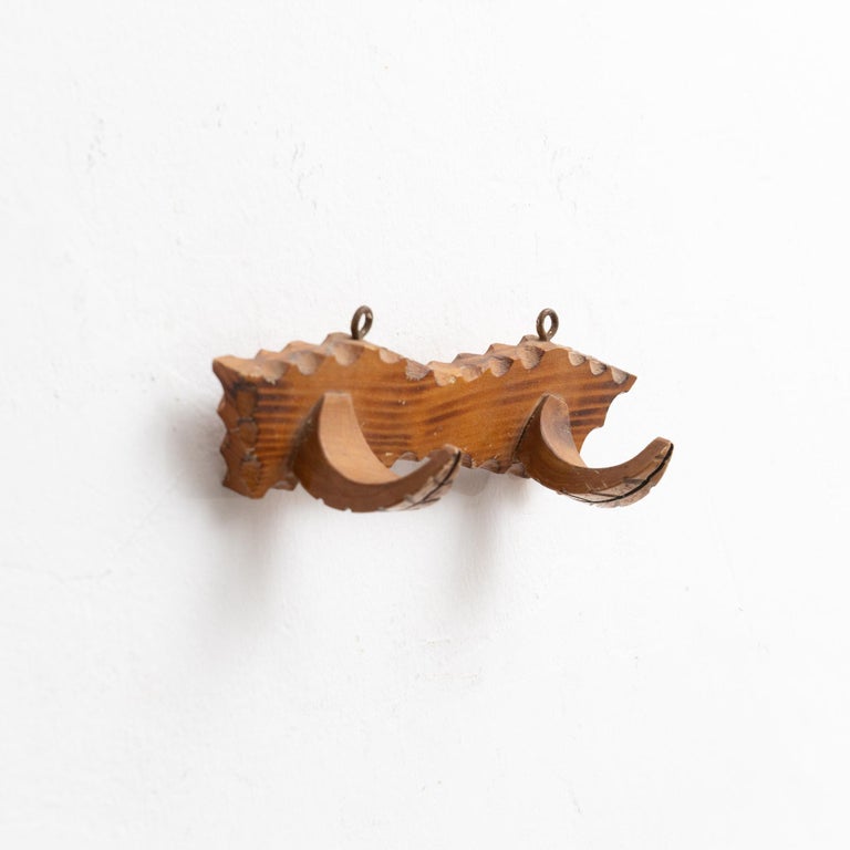 Wooden MidCentury Modern Spanish Coat Hanger, circa 1950 For Sale at