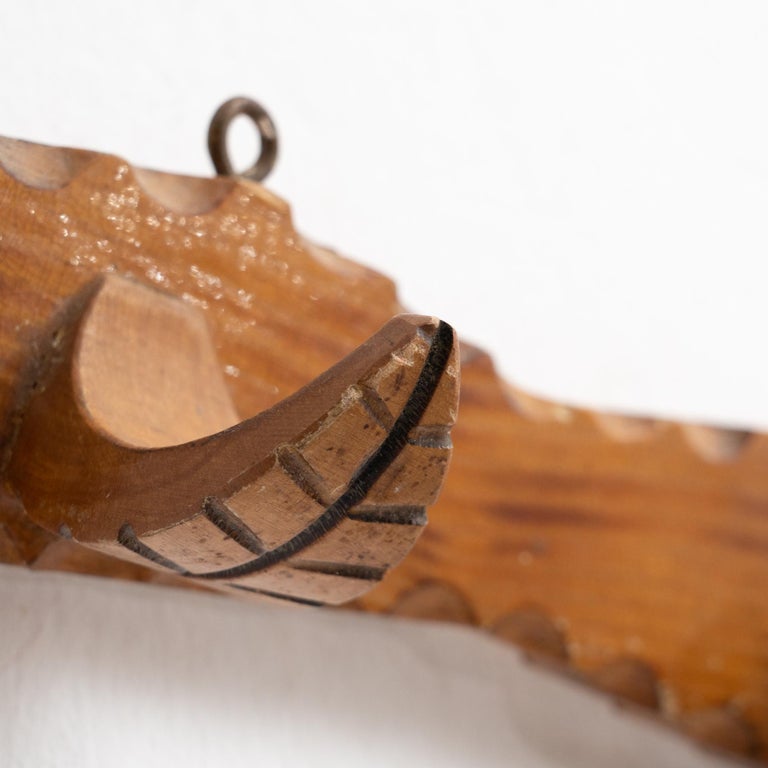 Wooden MidCentury Modern Spanish Coat Hanger, circa 1950 For Sale at