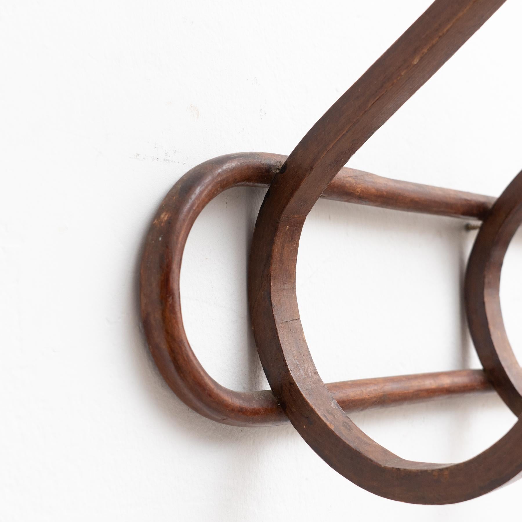 Wooden MidCentury Modern Spanish Coat Hanger, circa 1950 For Sale at