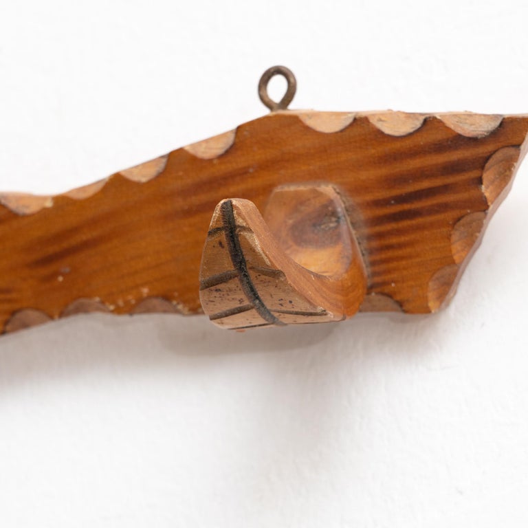 Wooden MidCentury Modern Spanish Coat Hanger, circa 1950 For Sale at