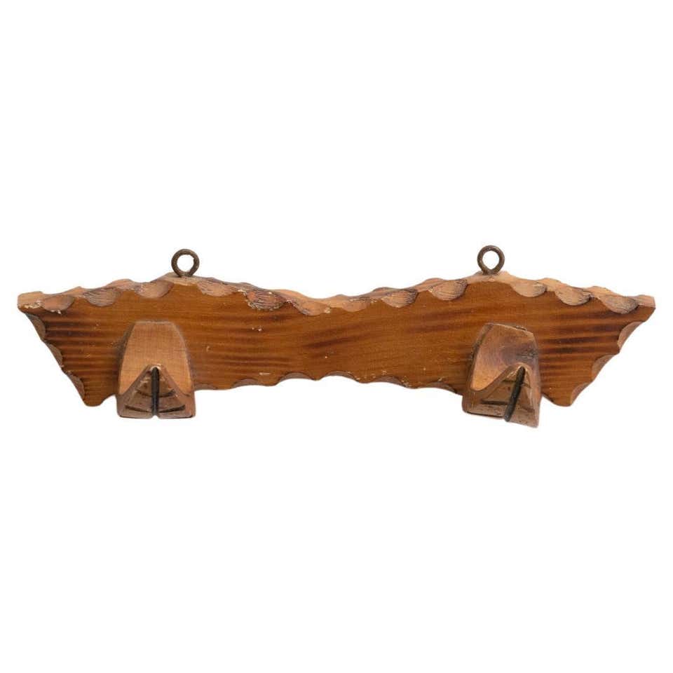 Rustic Style Spanish Wood Wall Coat Hanger For Sale at 1stDibs