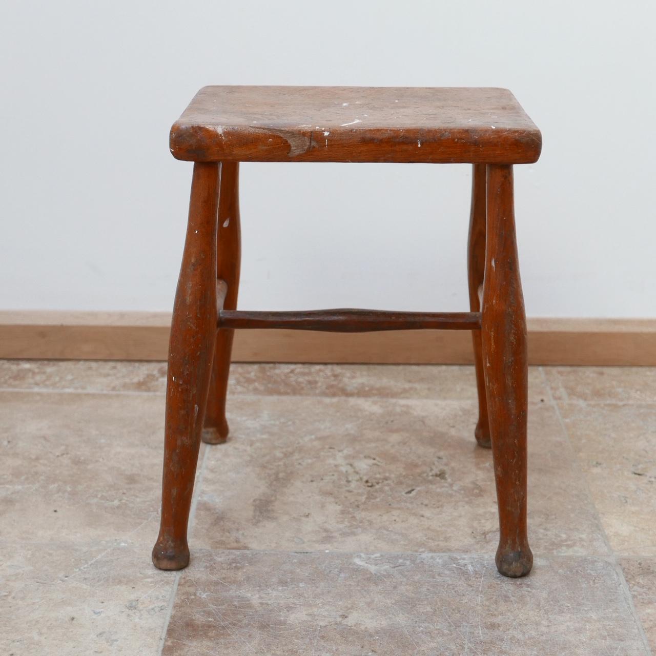 Wooden Midcentury Stool or Side Table 2