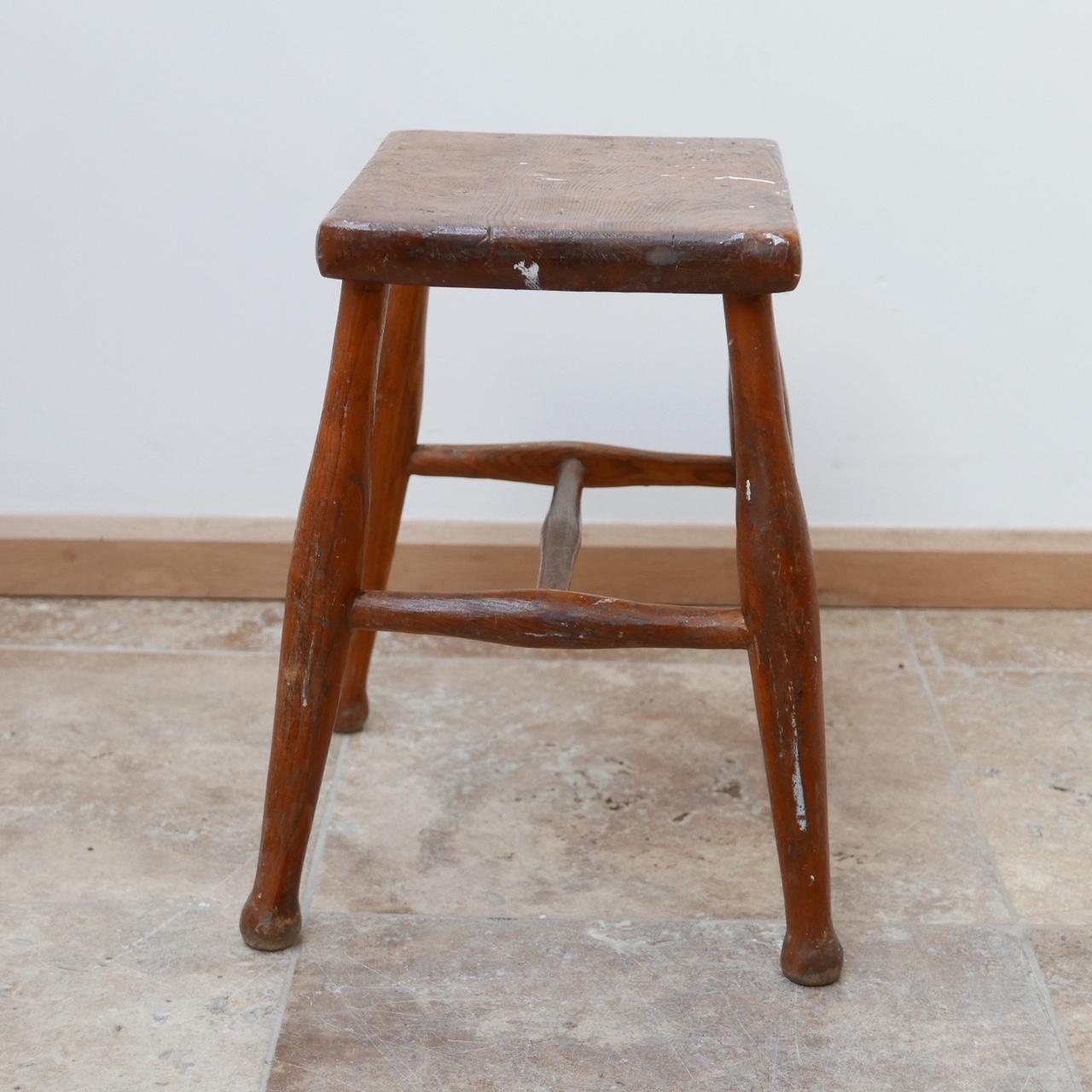 Wooden Midcentury Stool or Side Table 3