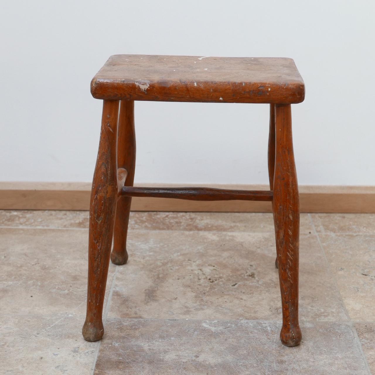 Wooden Midcentury Stool or Side Table 4