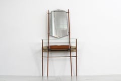 Wooden Midcentury Console with Mirror, Italy, 1950