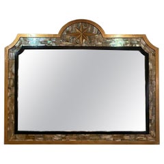 Wooden Mirror Covered with Tahitian Mother-of-Pearl Plate, 1970