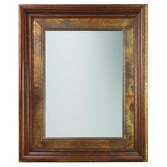 Wooden Mirror with Copper Details, Belgium 1970s