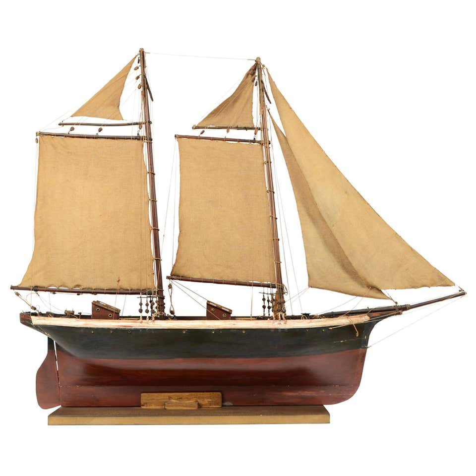 Vintage Wooden Sailing Model of a Schooner, Early 1900s at 1stDibs ...