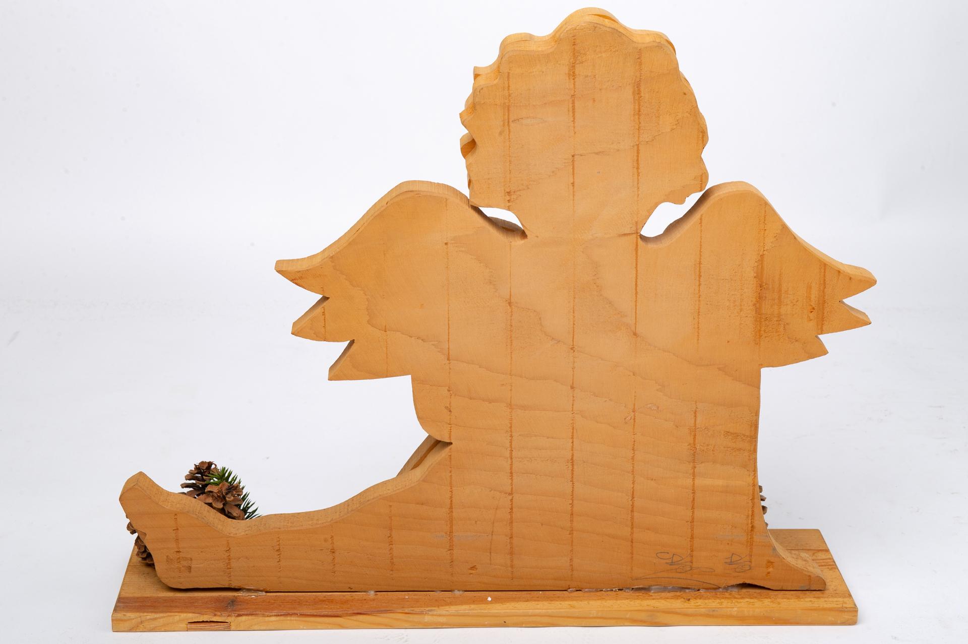 Hand-Carved Wooden Modern Italian Angel For Sale