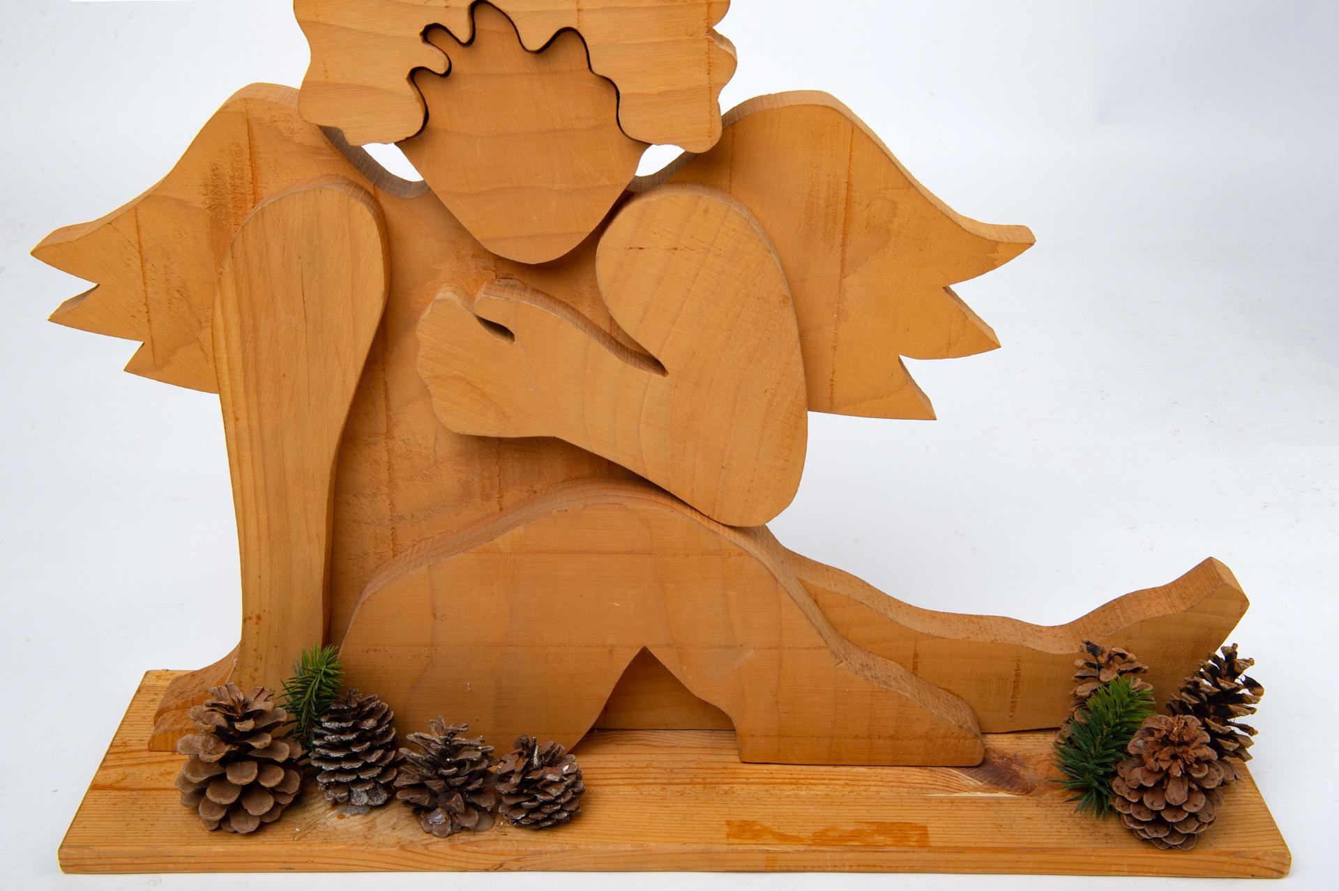Fruitwood Wooden Modern Italian Angel For Sale