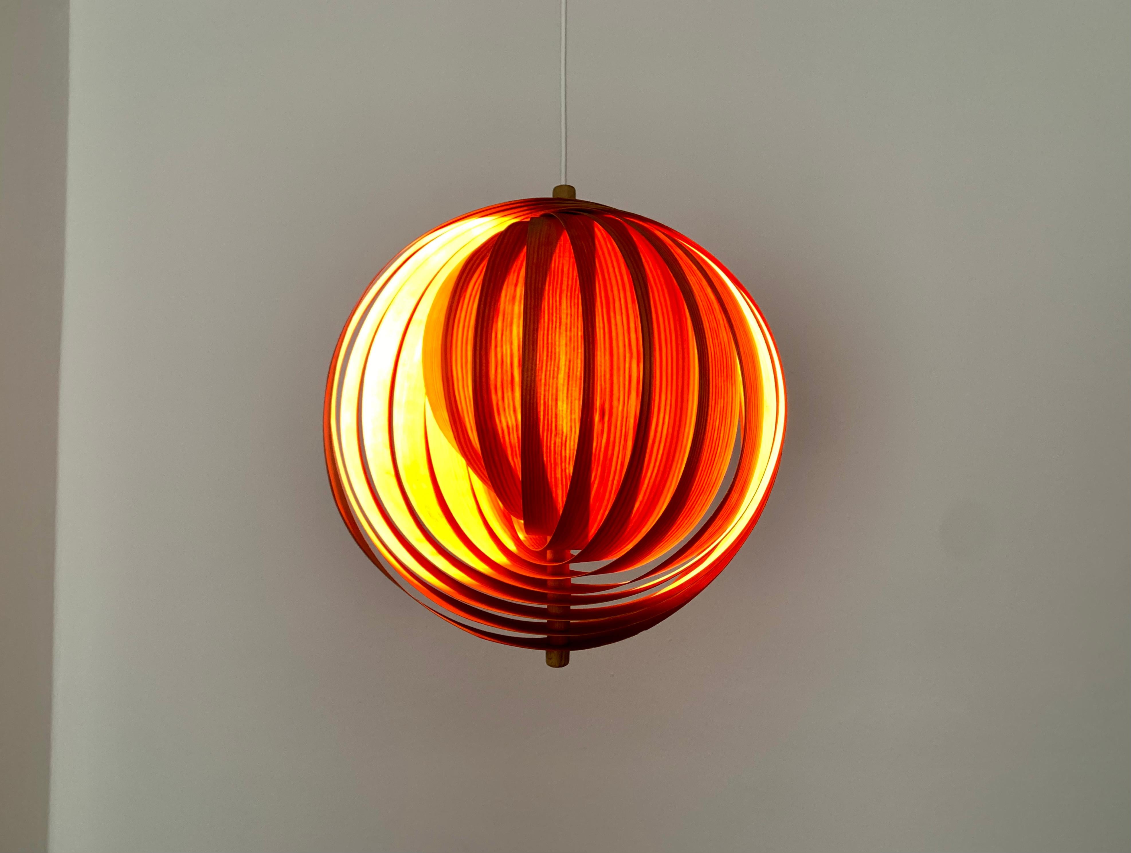 Wooden Moon Pendant Lamp For Sale 4