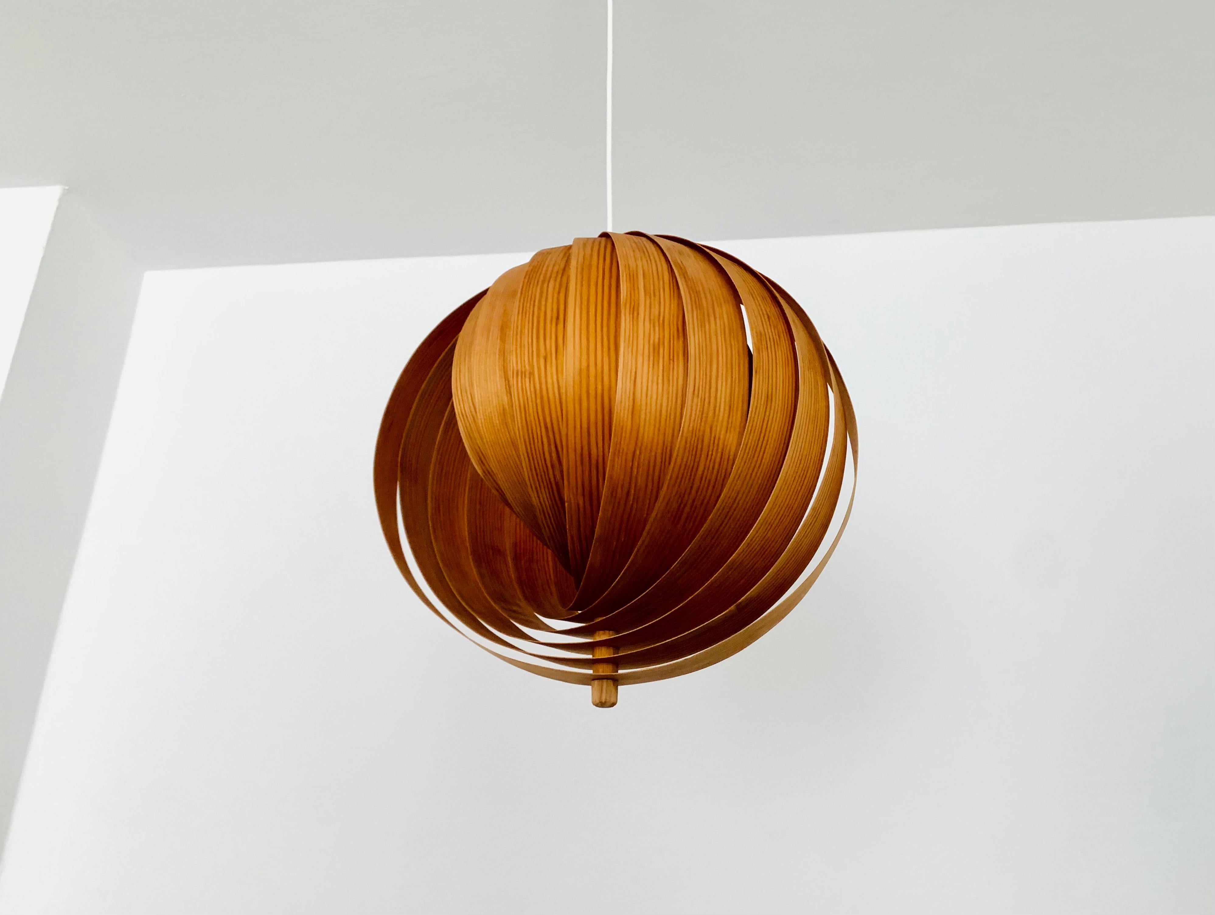 Wooden Moon Pendant Lamp In Good Condition For Sale In München, DE