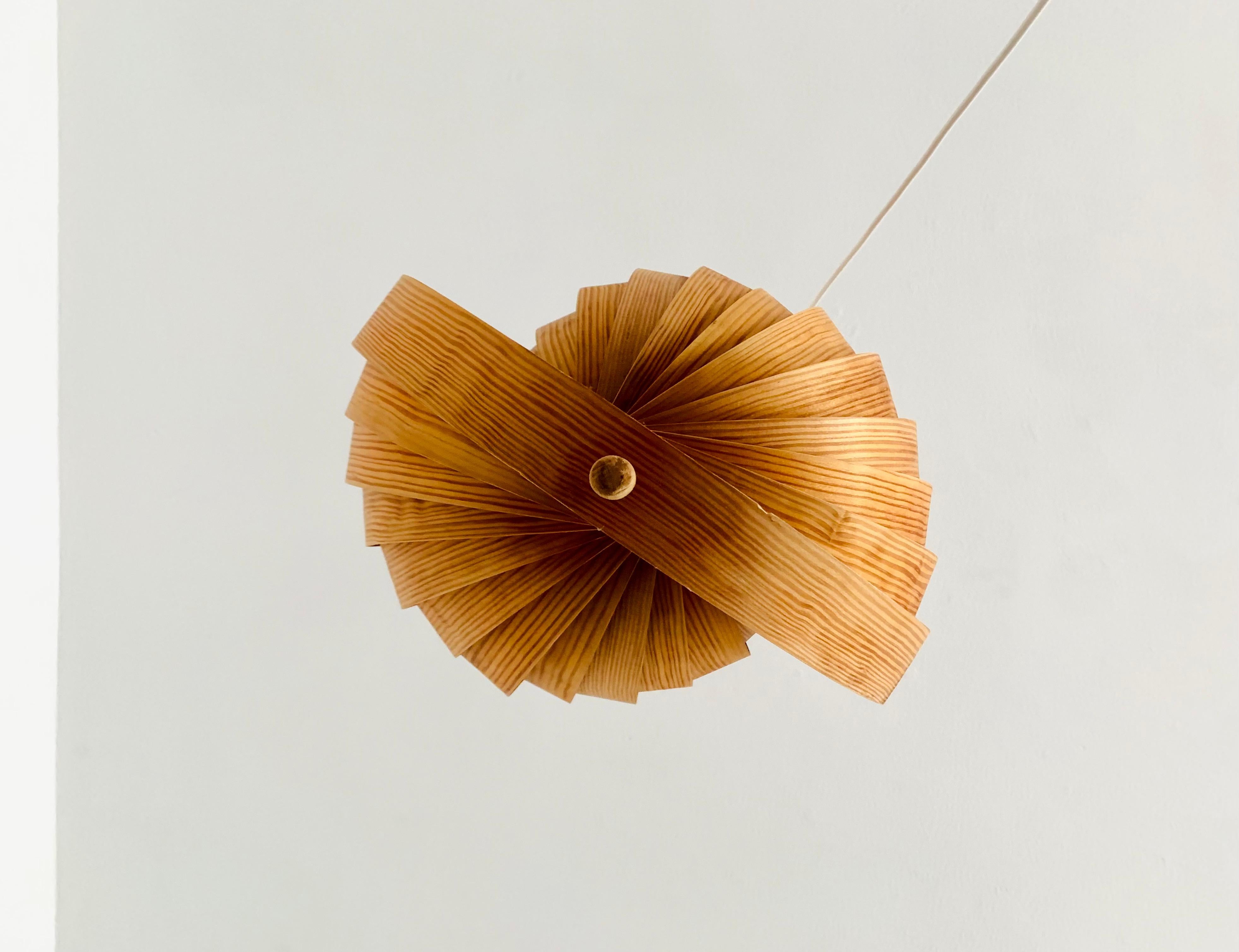 Mid-20th Century Wooden Moon Pendant Lamp For Sale