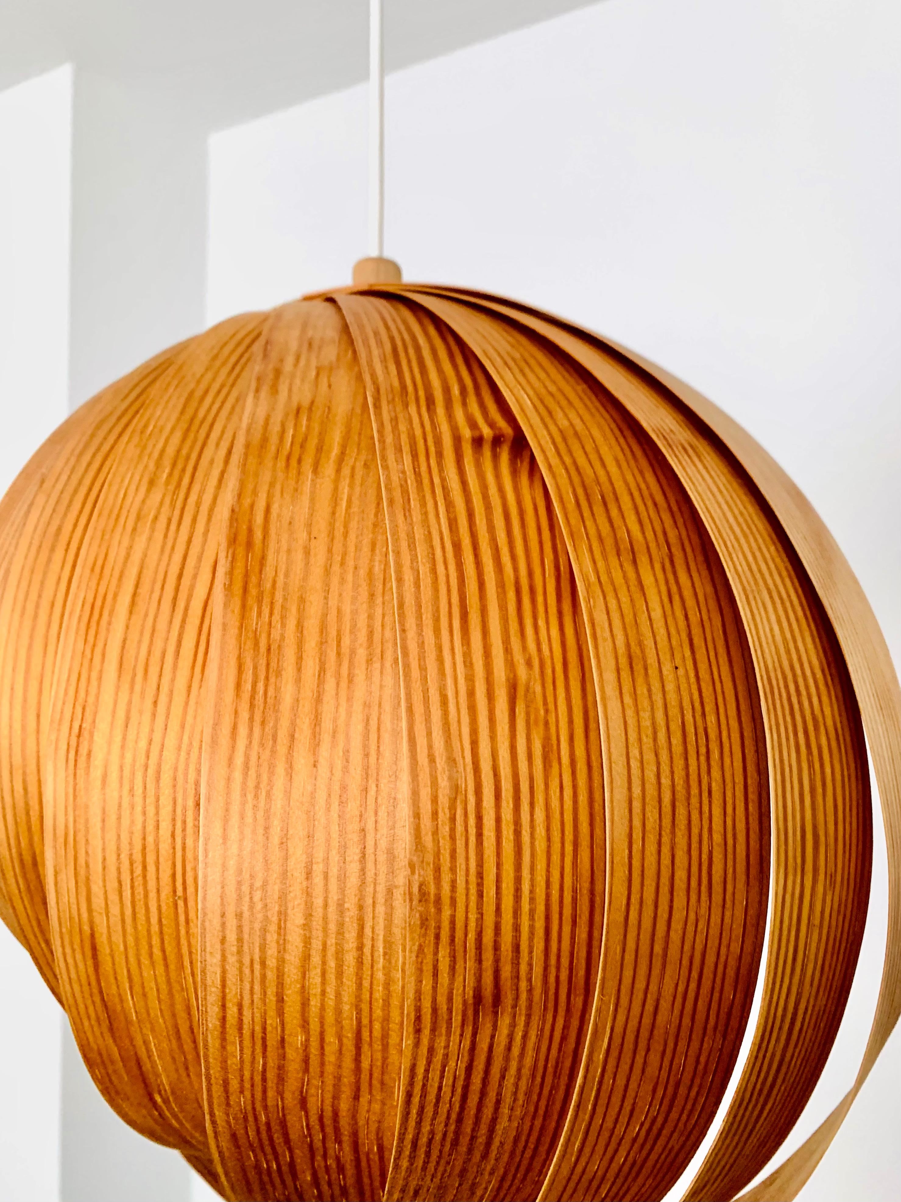 Pine Wooden Moon Pendant Lamp For Sale