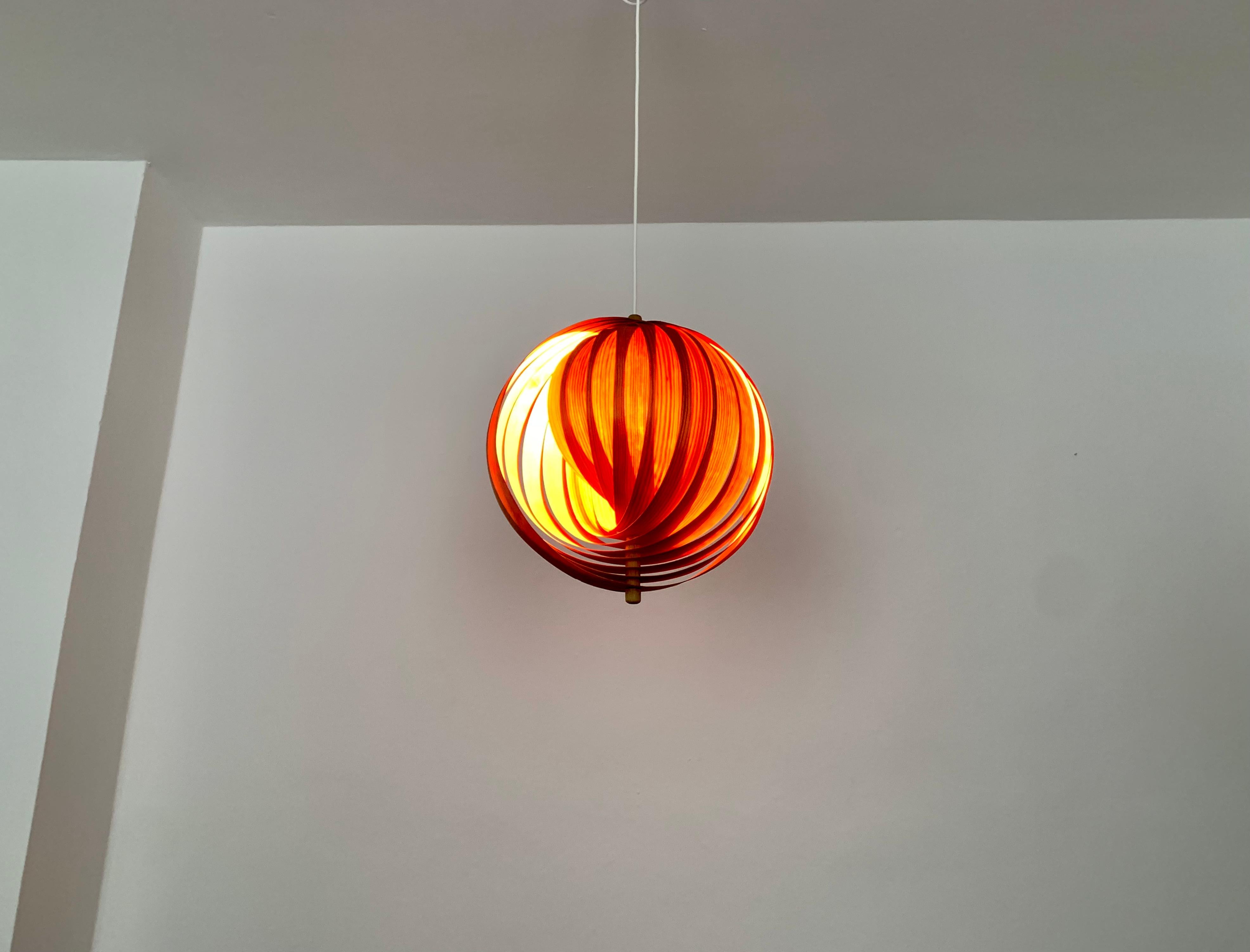 Wooden Moon Pendant Lamp For Sale 2