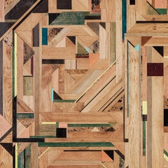 Wooden Mosaic Wall Piece, Intarsia, Art by Tessa Koot