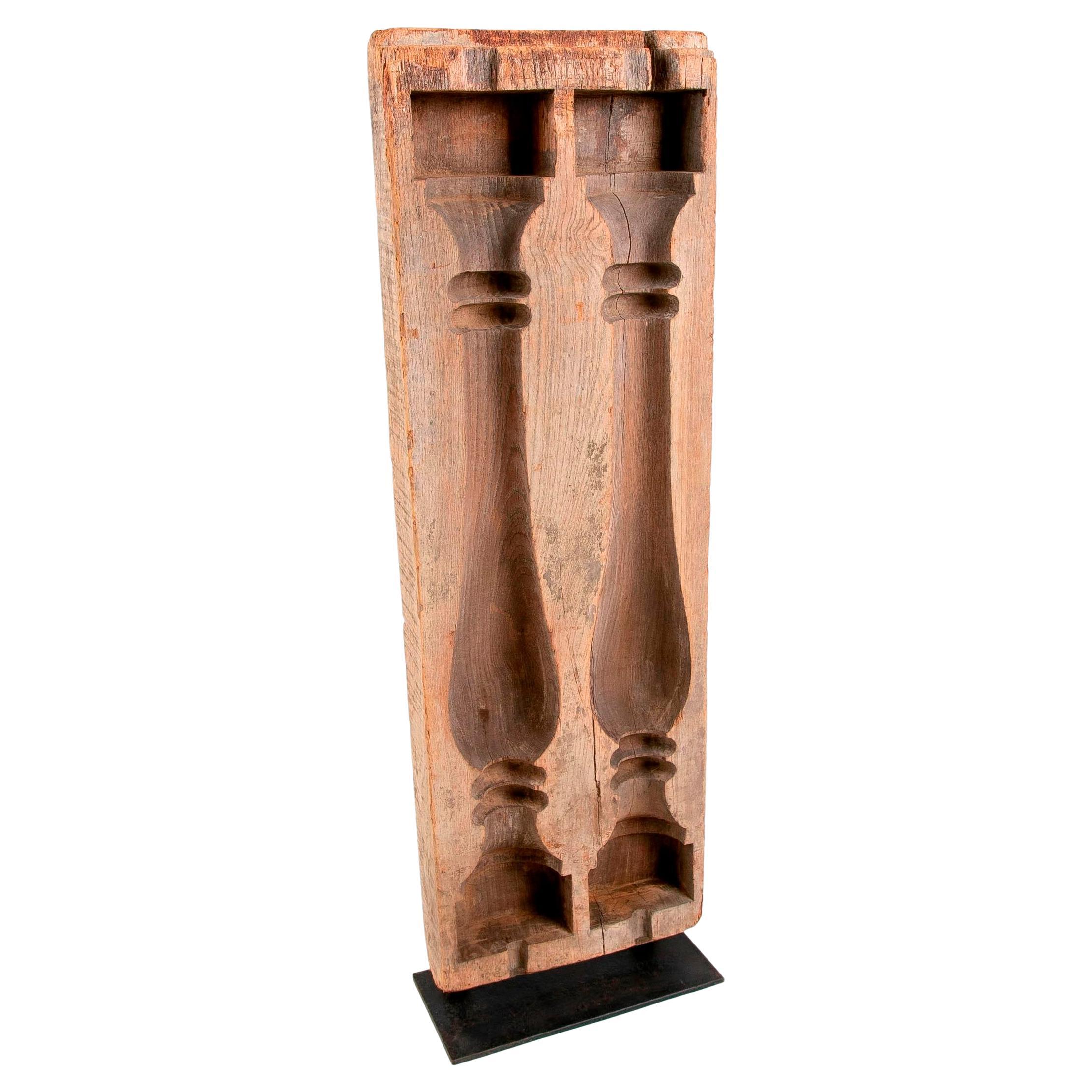 Wooden Mould for Manufacturing Original Balustrades with Decorative Iron Base For Sale