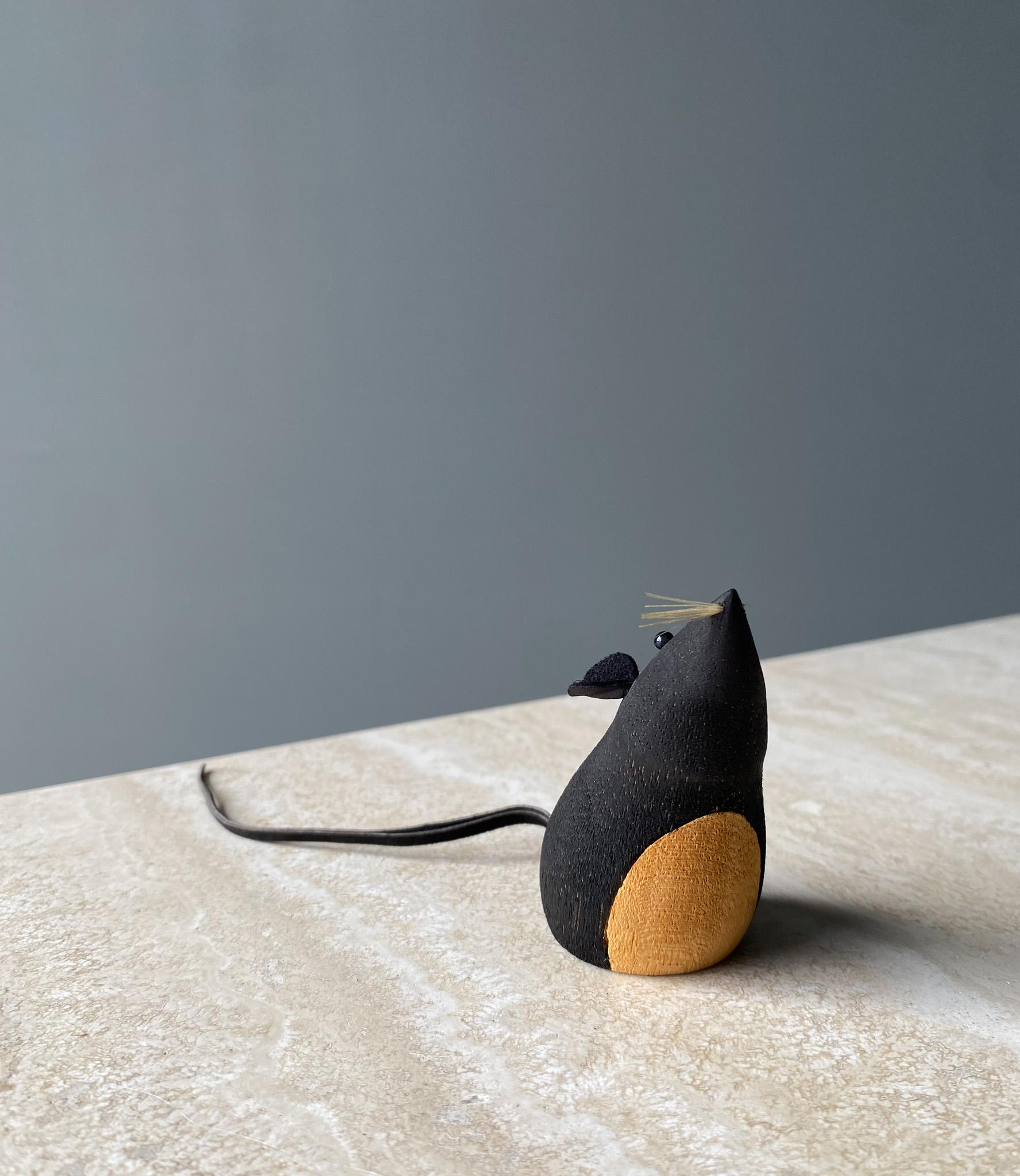 Mid-Century Modern Wooden Mouse Figurine by Laurids Lønborg, Denmark 1970s For Sale
