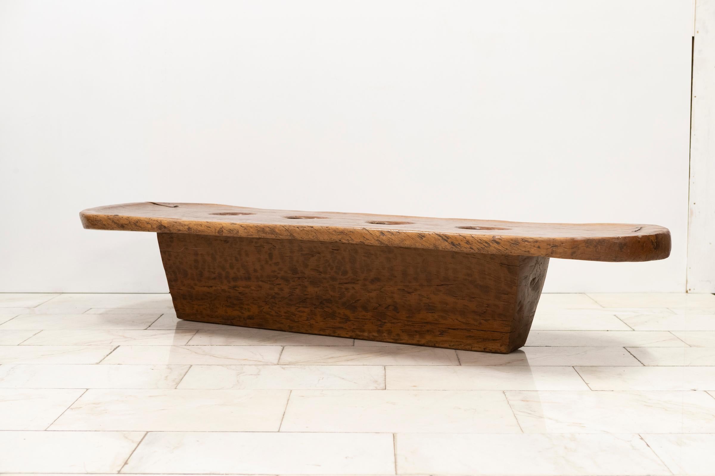 Indian Wooden Naga Table  Nagaland Mortar Grinding Table For Sale
