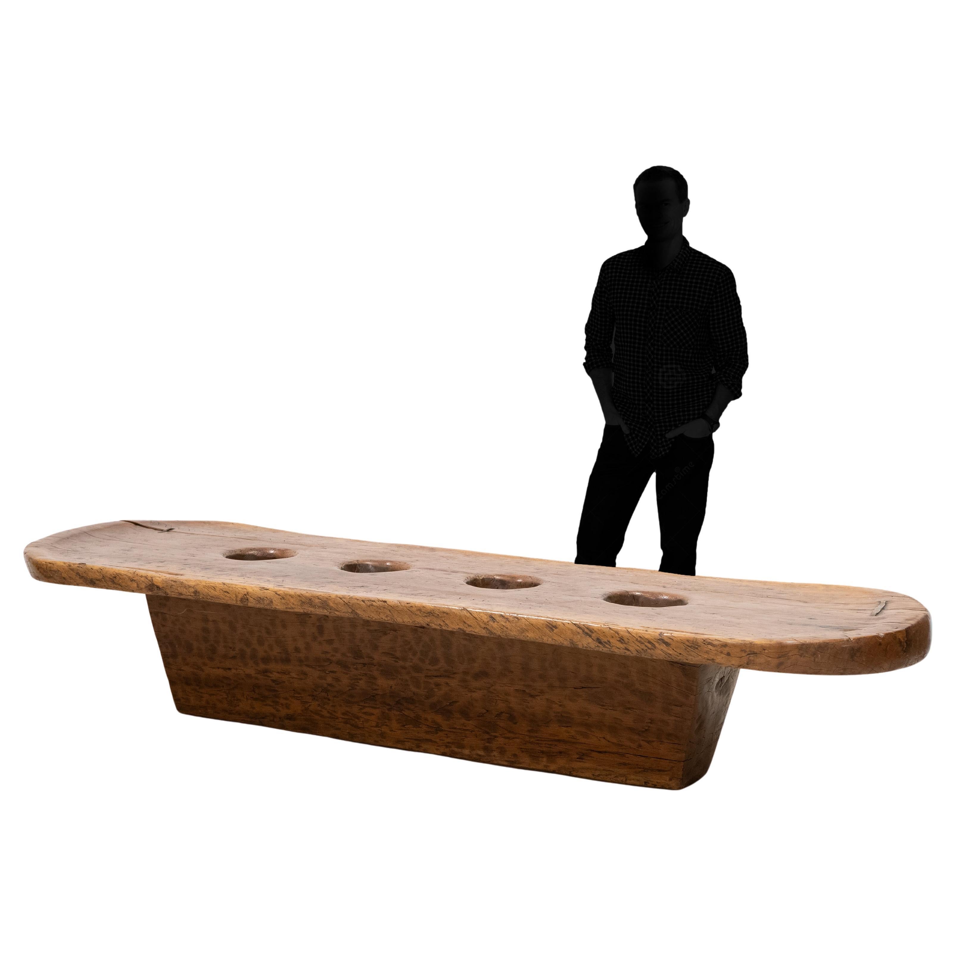 Wooden Naga Table  Nagaland Mortar Grinding Table For Sale
