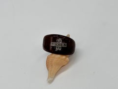 wooden Natural diamonds Cross 925 sterling silver wooden ring