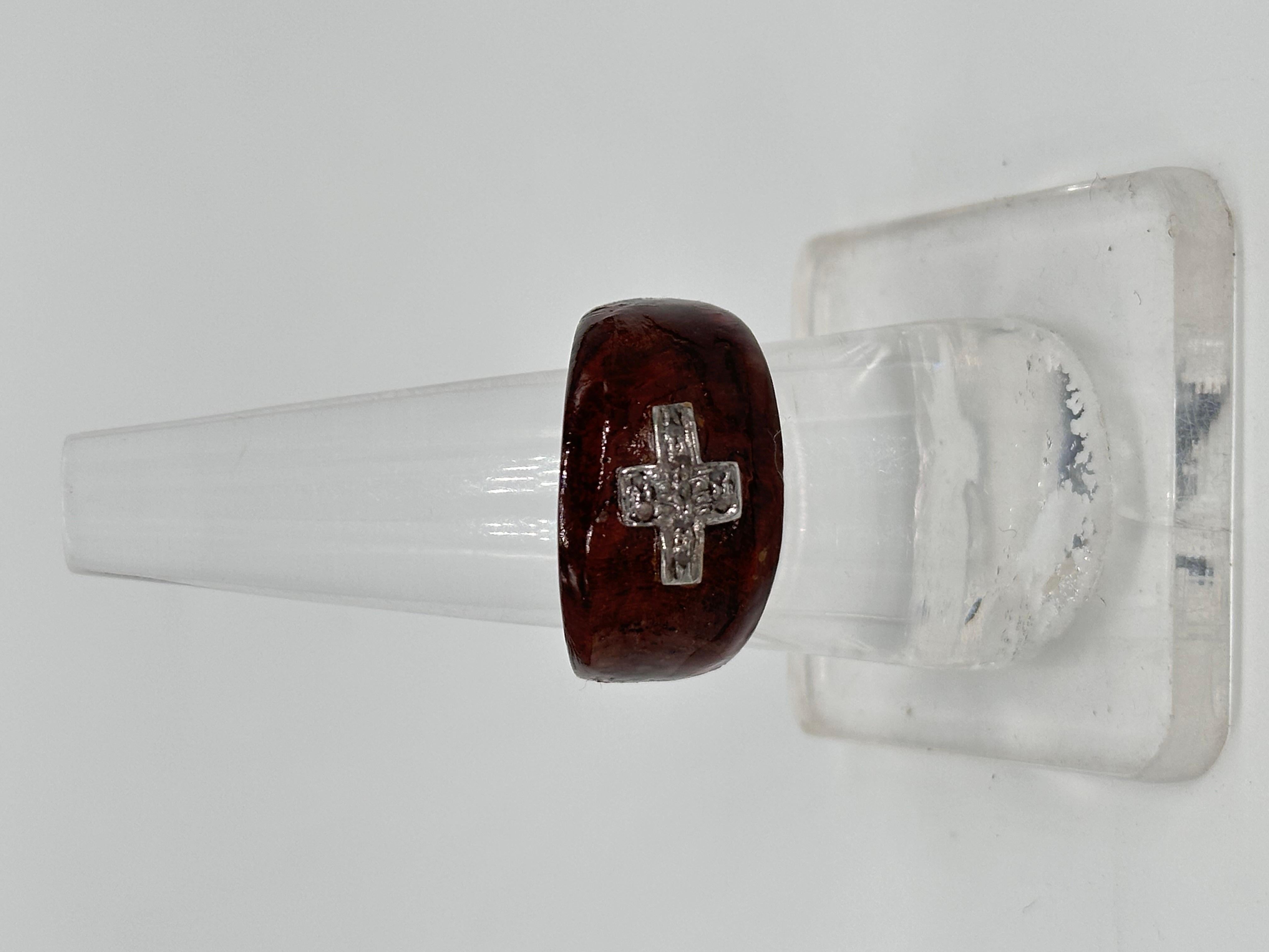 Anillo de madera de plata de ley 925 Cruz de diamantes naturales en Nuevo estado para la venta en Delhi, DL