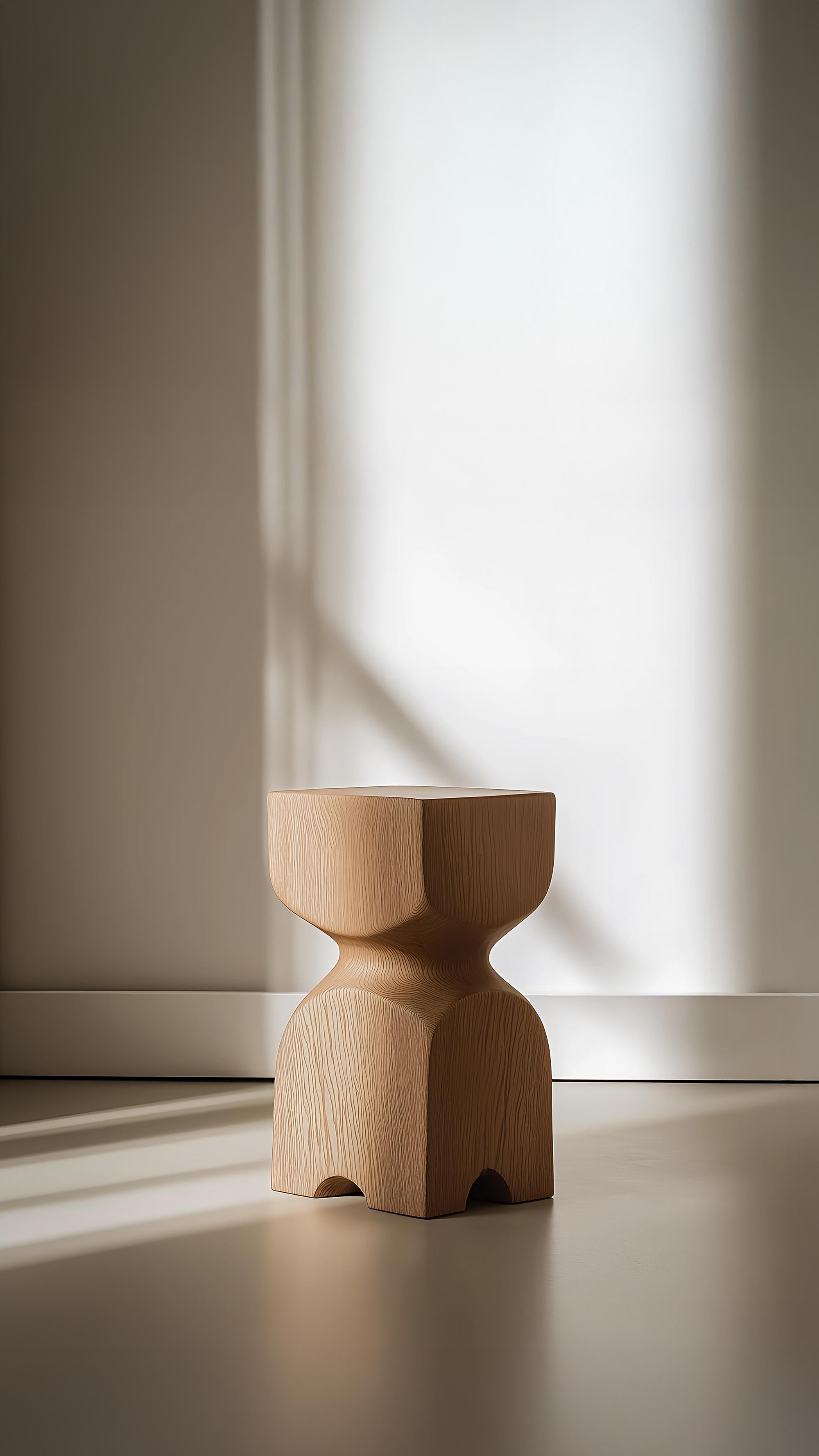 Mid-Century Modern Wooden Nightstand Socle No56, Solid Wood Design by Joel Escalona For Sale