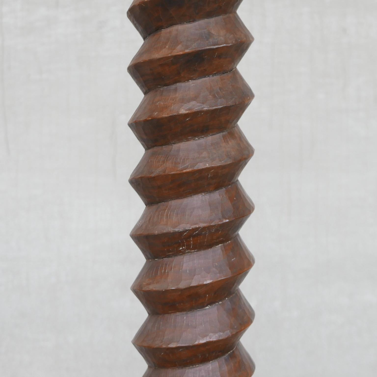 Wooden Oak Mid-Century Rustic Floor Lamp For Sale 3