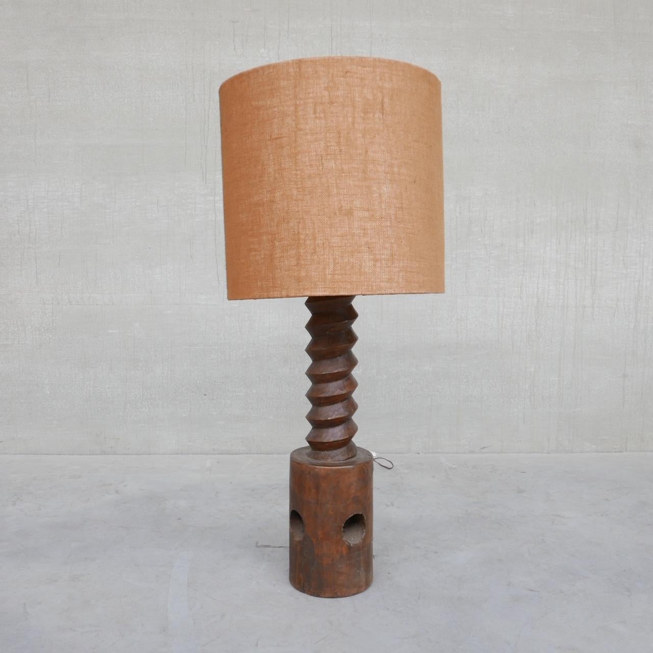 A screw style rustic floor lamp. 

Belgium, c1950s. 

Large oversized vintage shade. 

The shade is vintage so has age related wear but generally is in good condition. 

Since re-wired and PAT tested. 

Location: Belgium Gallery.