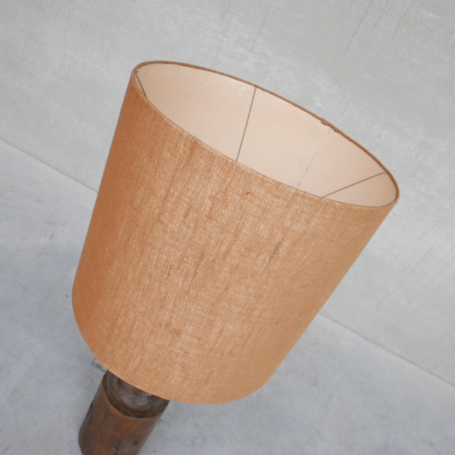 Belgian Wooden Oak Mid-Century Rustic Floor Lamp For Sale