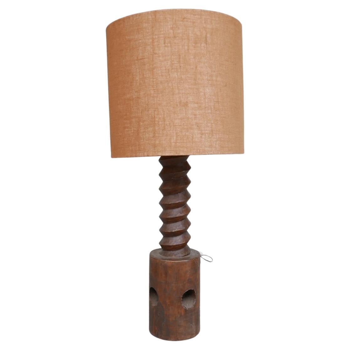 Wooden Oak Mid-Century Rustic Floor Lamp