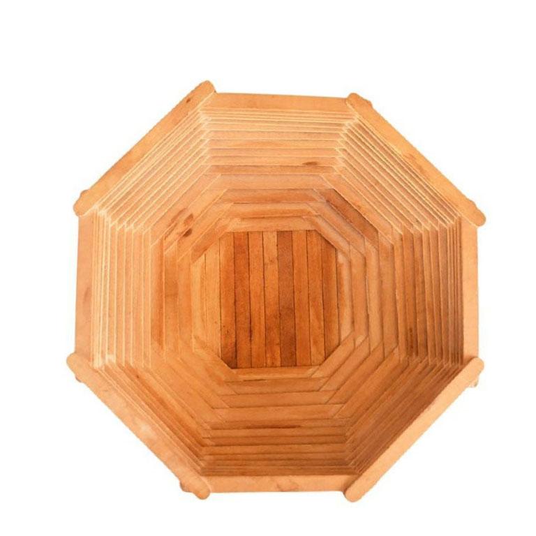 American Wooden Octagonal Tramp or Folk Art Basket, 20th Century For Sale