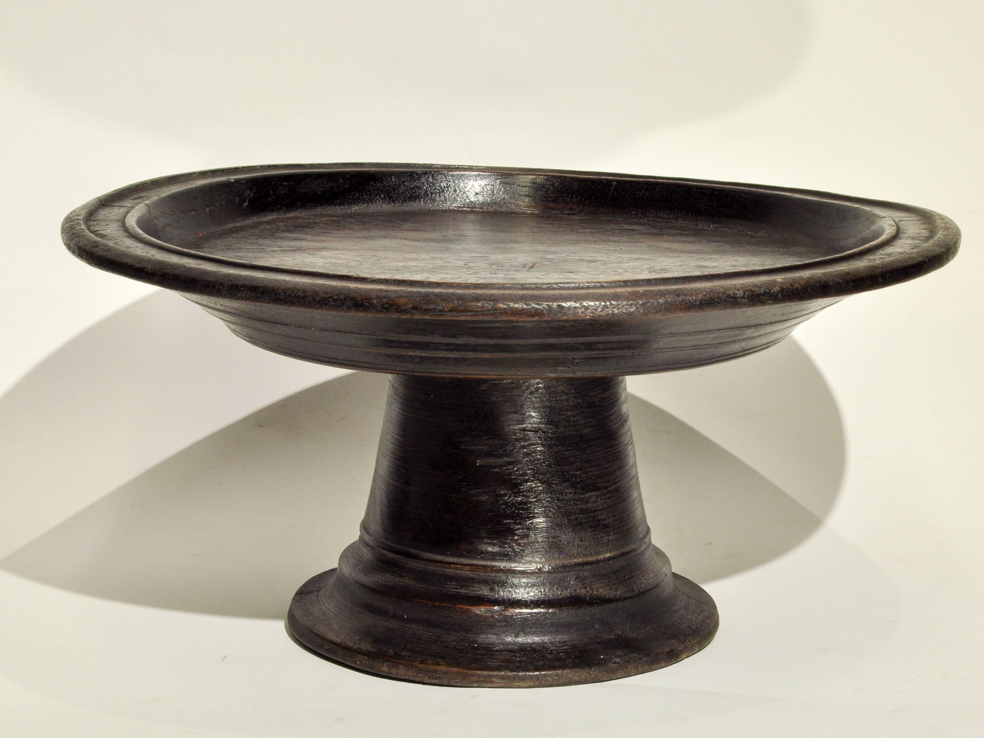 Hand-Crafted Wooden Offering Tray on Stand, Lombok, Indonesia, Mid-20th Century