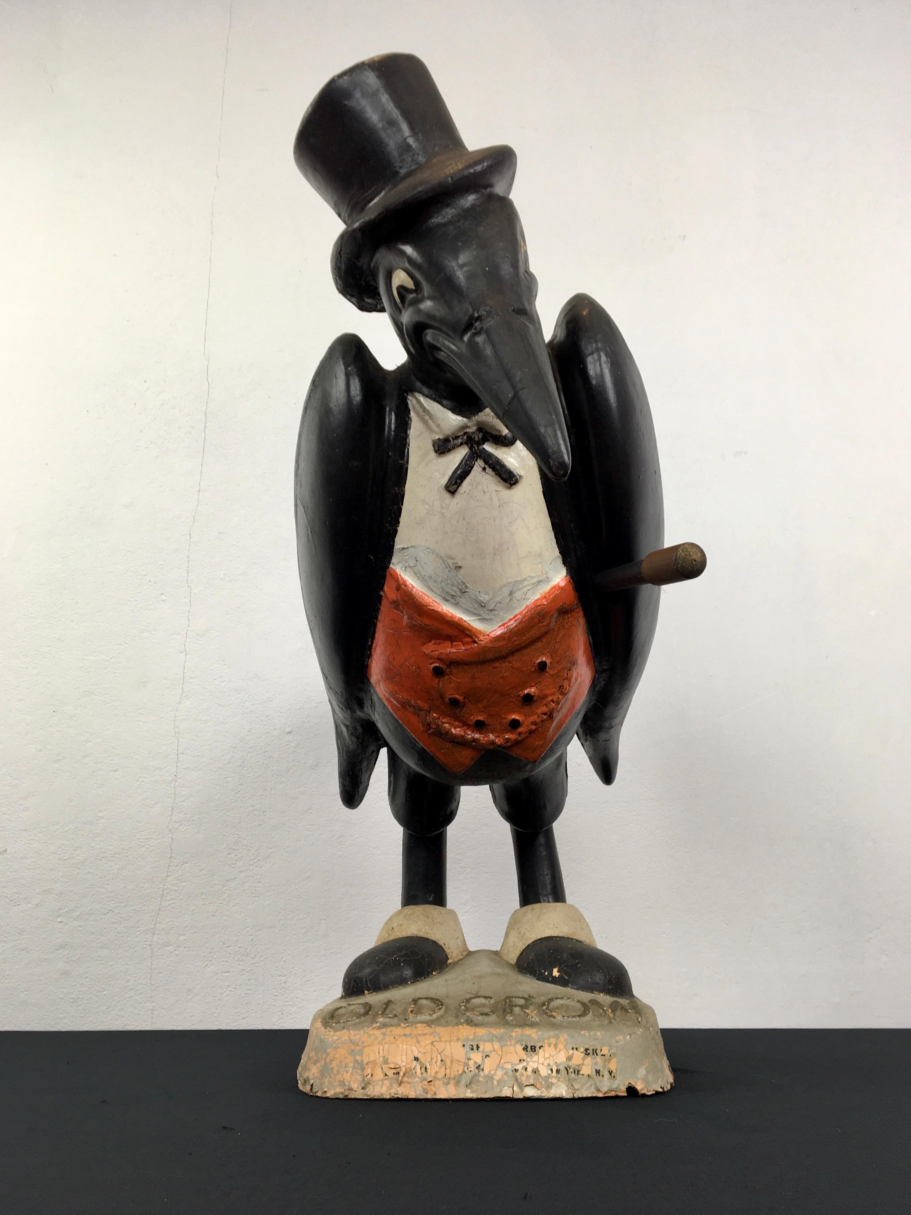 Wooden Old Crow Whiskey Werbe Display aus Holz, frühes 20. Jahrhundert (Arts and Crafts) im Angebot